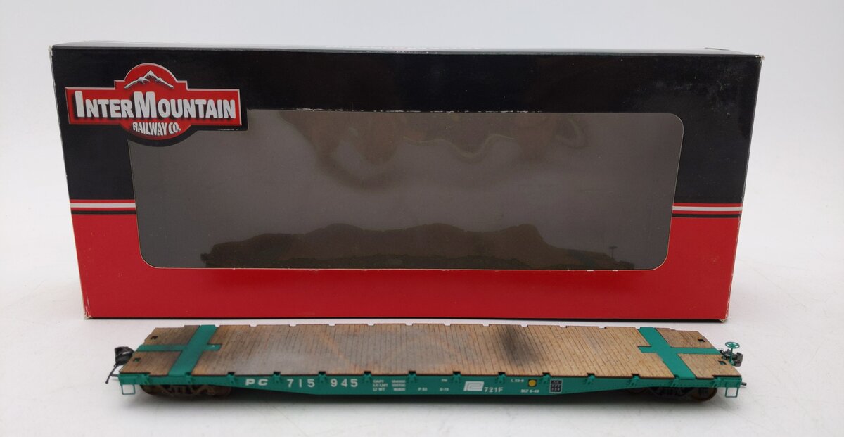 InterMountain 48709-11 HO Penn Central AAR 70 Ton  Flat Car #715945 Weathered/Box