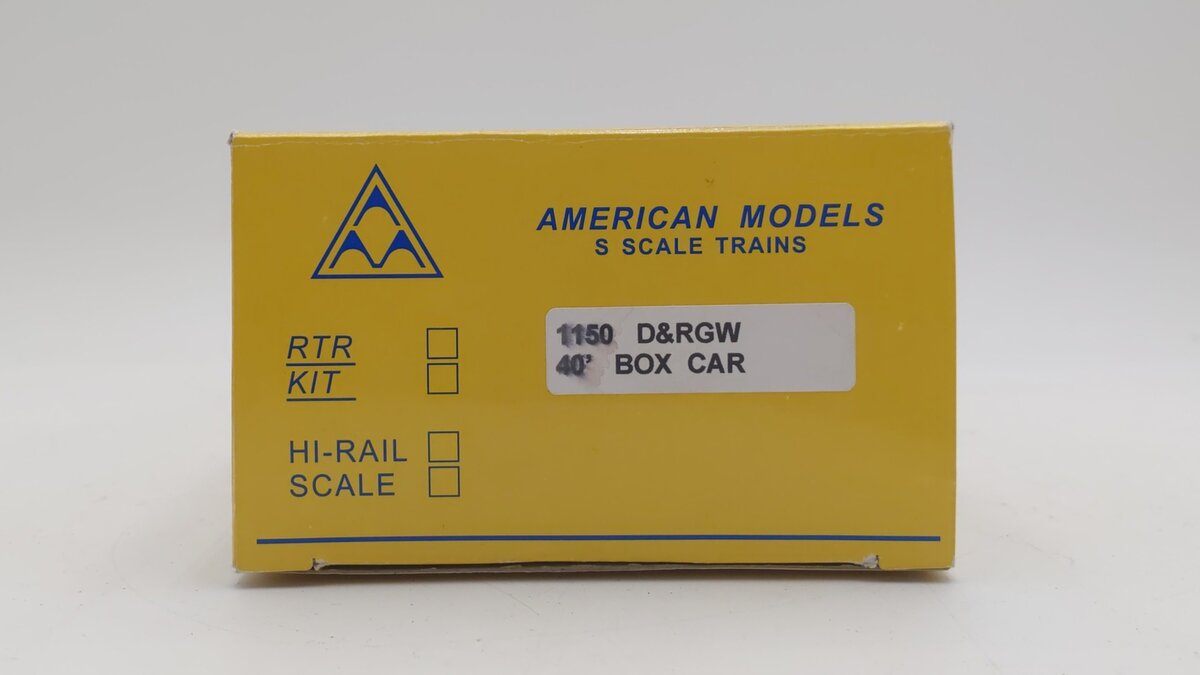 American Models 1150 S Scale (Hi-Rail) D&RGW 40' Box Car #69402 LN/Box