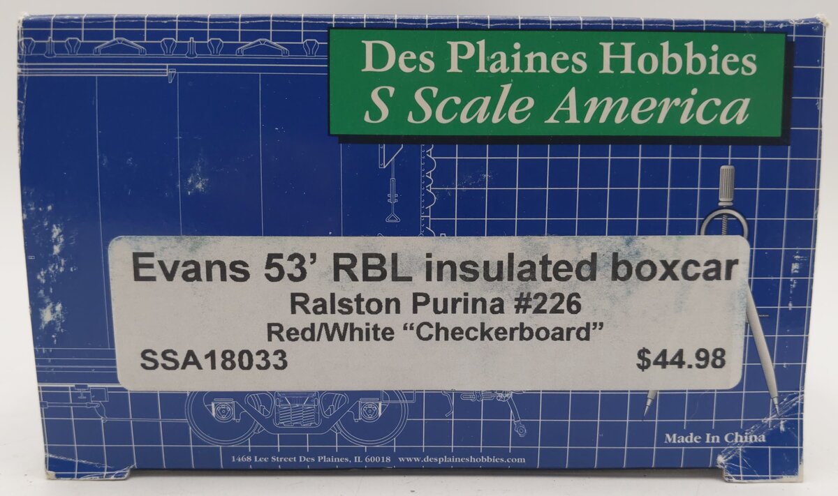 Des Plaines Hobbies SSA18033 S Ralston Purina Evans 53 RNL Insulated Boxcar #226 LN/Box