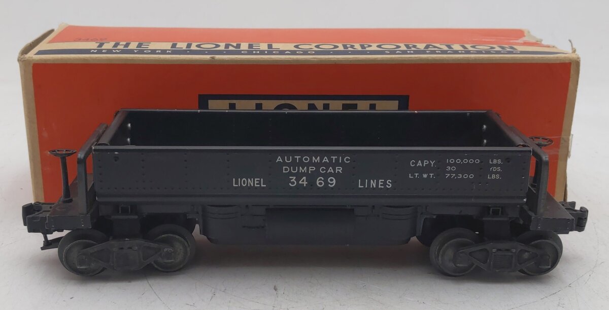 Lionel 3469 Vintage O Lionel Lines Black Automatic Dump Car VG/Box