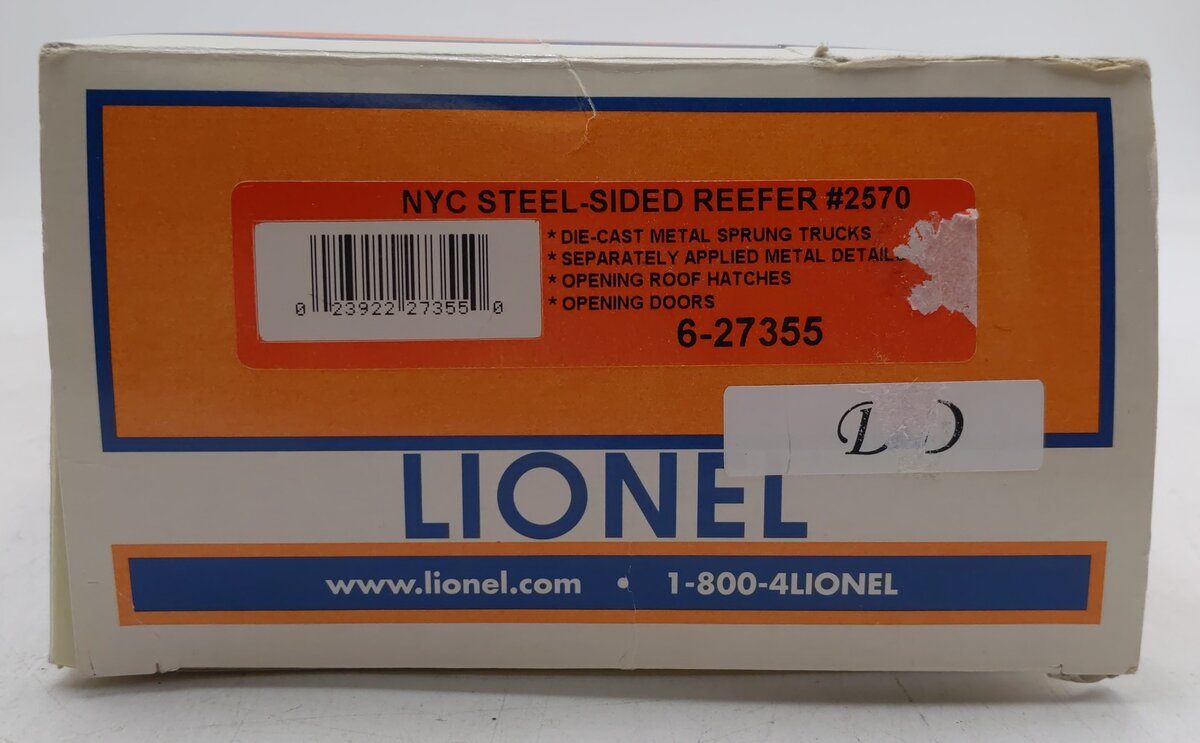 Lionel 6-27355 O Gauge New York Central Steel-Sided Refrigerator Car #2570 LN/Box