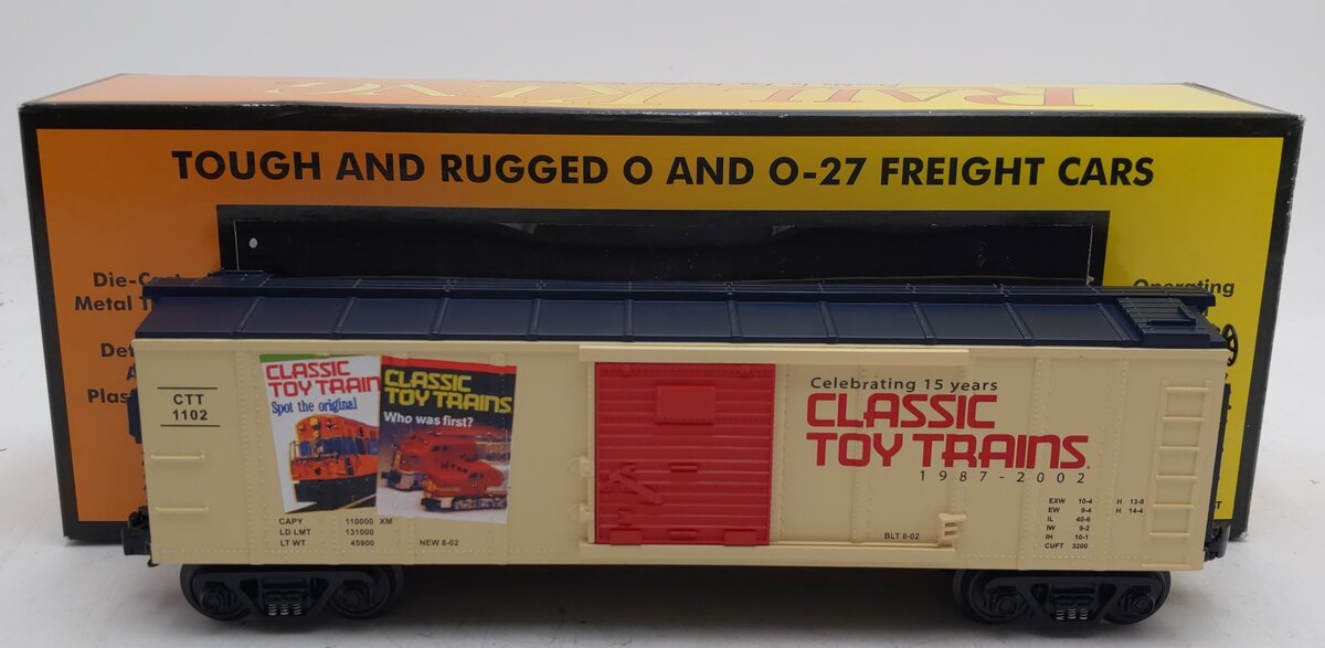MTH 30-74050 O Gauge Classic Toy Trains-15th Anniversary Box Car #1102 LN/Box