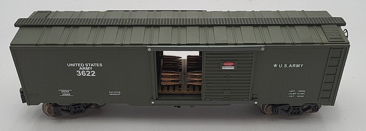 Menards 279-2655 O Scale US Army Boxcar w/ Artillery Shells #3622 LN/Box