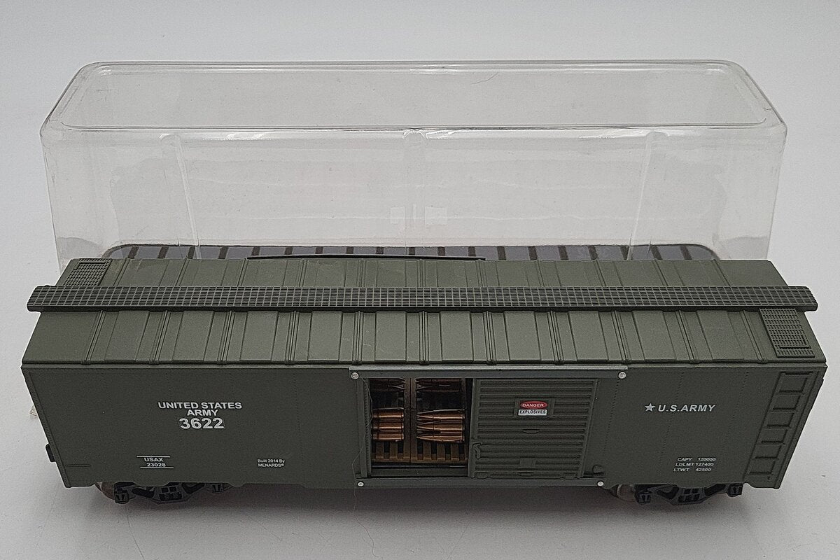 Menards 279-2655 O Scale US Army Boxcar w/ Artillery Shells #3622 LN/Box