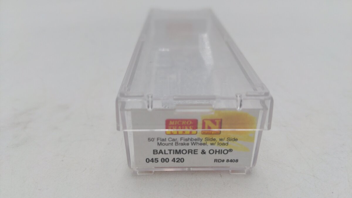Micro-Trains 04500420 N Baltimore & Ohio 50' Fishbelly-Side Flatcar #8408 EX/Box
