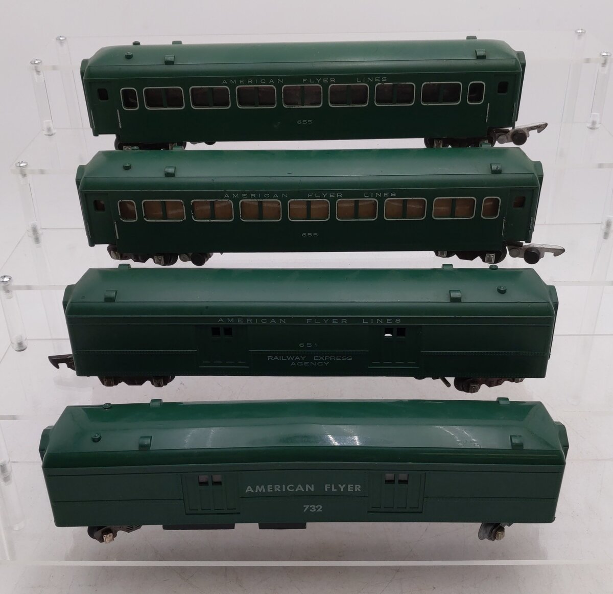 American Flyer Lines O Railway Express Agency Passenger Cars #651, 652, 732 VG