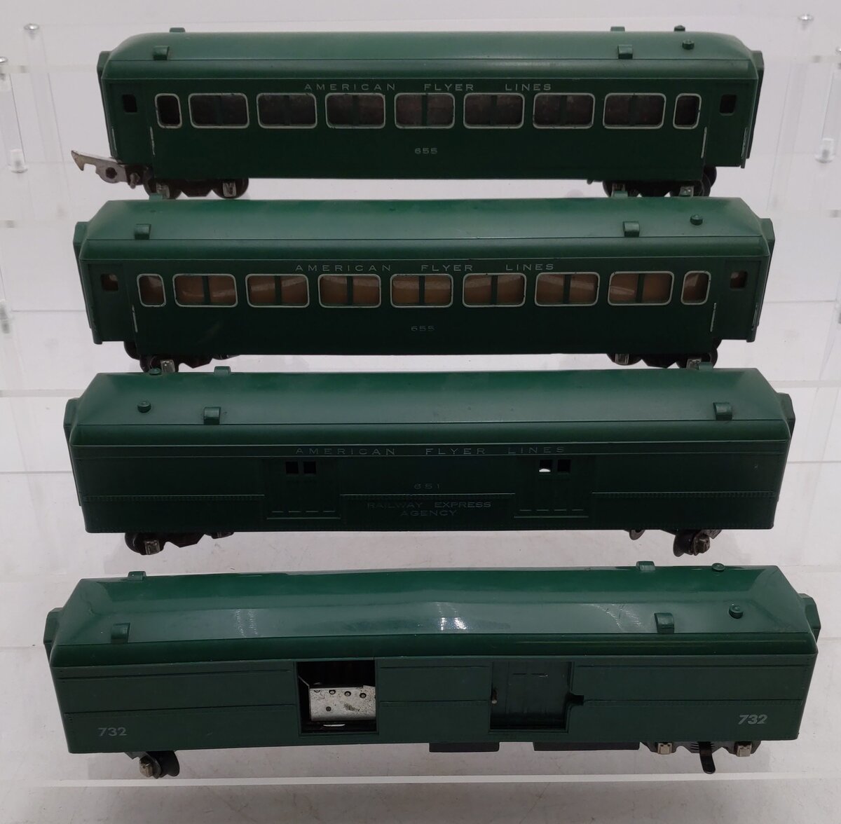 American Flyer Lines O Railway Express Agency Passenger Cars #651, 652, 732 VG