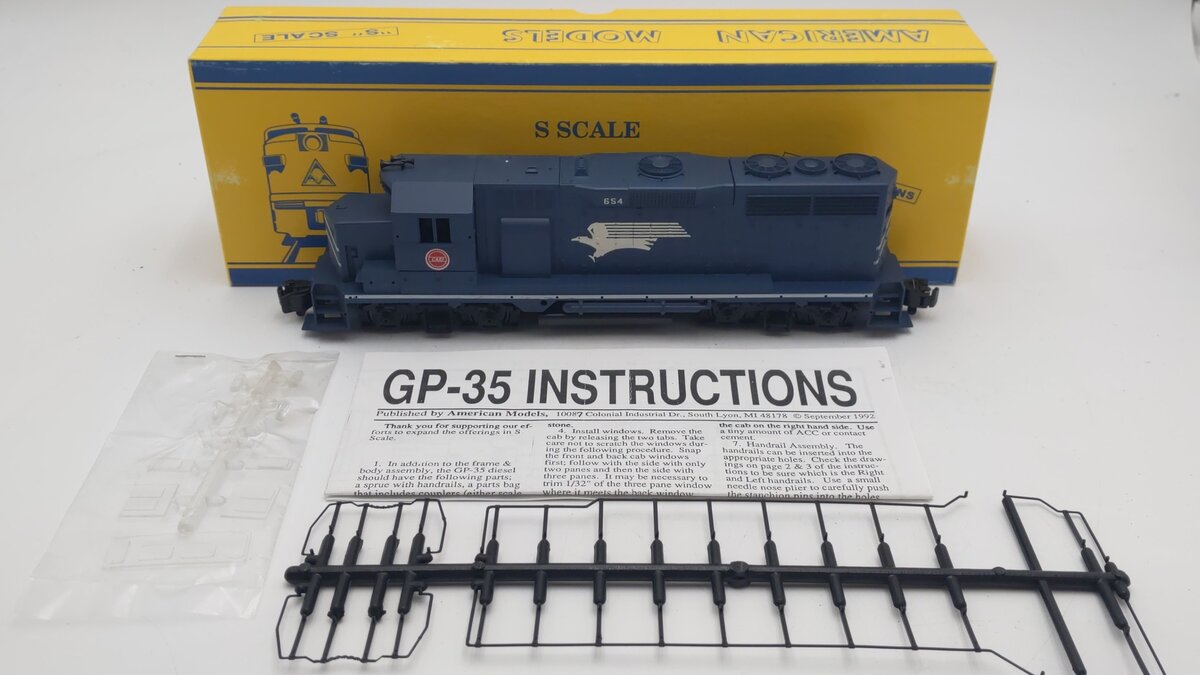 American Models S Scale Missouri Pacific GP-35 Diesel Locomotive #654 Hi-Rail NIB