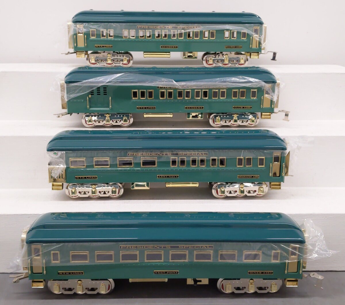 MTH 11-2007 Standard Gauge Two-Tone Blue President's Special Passenger Cars (4) LN
