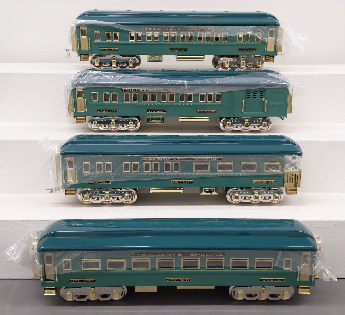 MTH 11-2007 Standard Gauge Two-Tone Blue President's Special Passenger Cars (4) LN