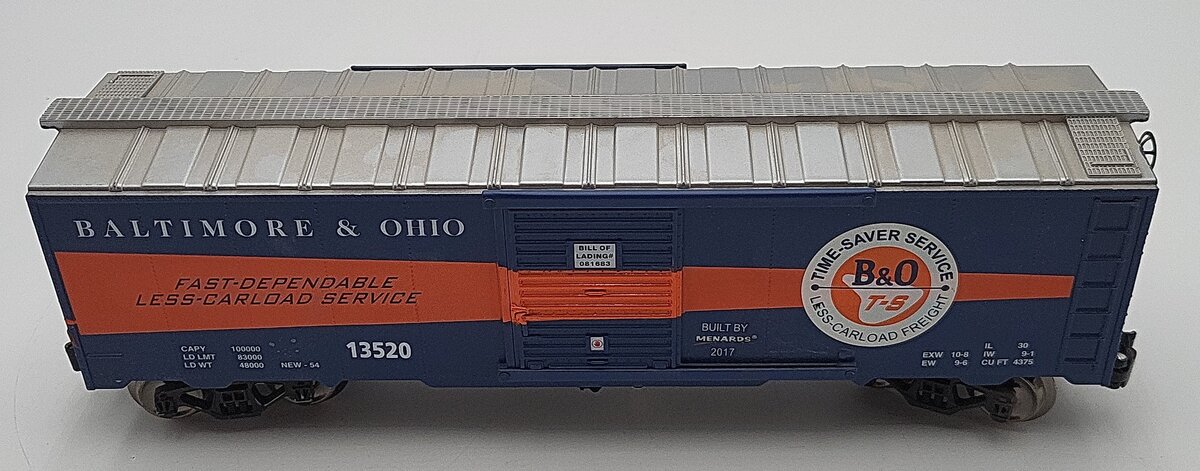 Menards 13764 O Gauge Baltimore & Ohio "Time Saver" Box Car EX
