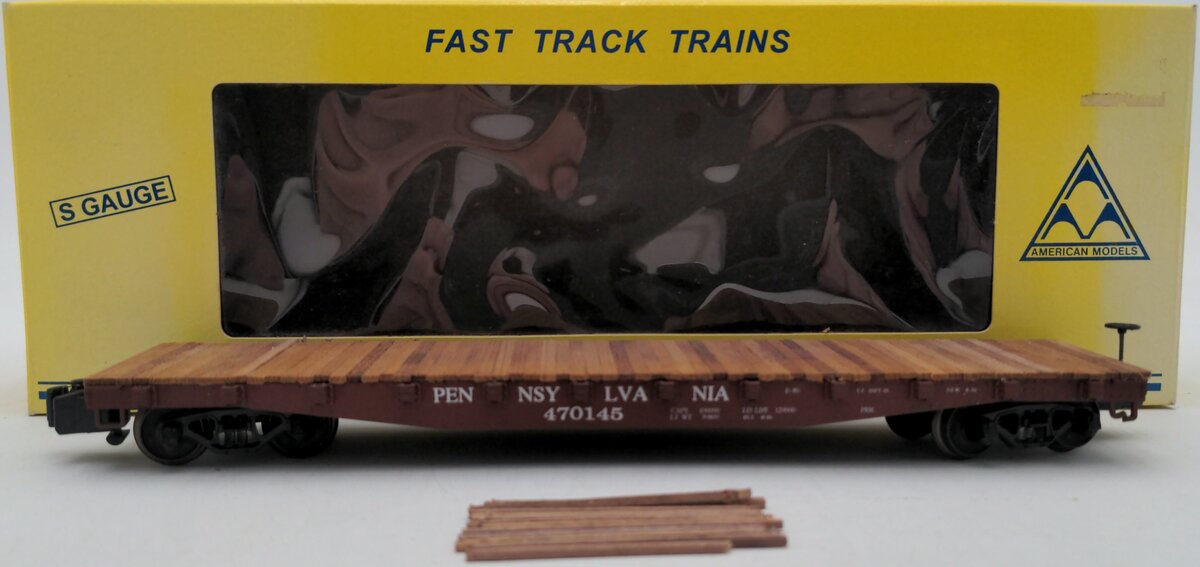 American Models 6017 S Pennsylvania Railroad Flatcar #470145 (HI-RAIL) EX/Box