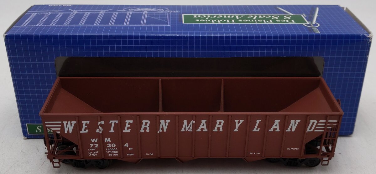 Des Plaines Hobbies 15142 S Scale Western Maryland 3-Bay Hopper #72304 EX/Box