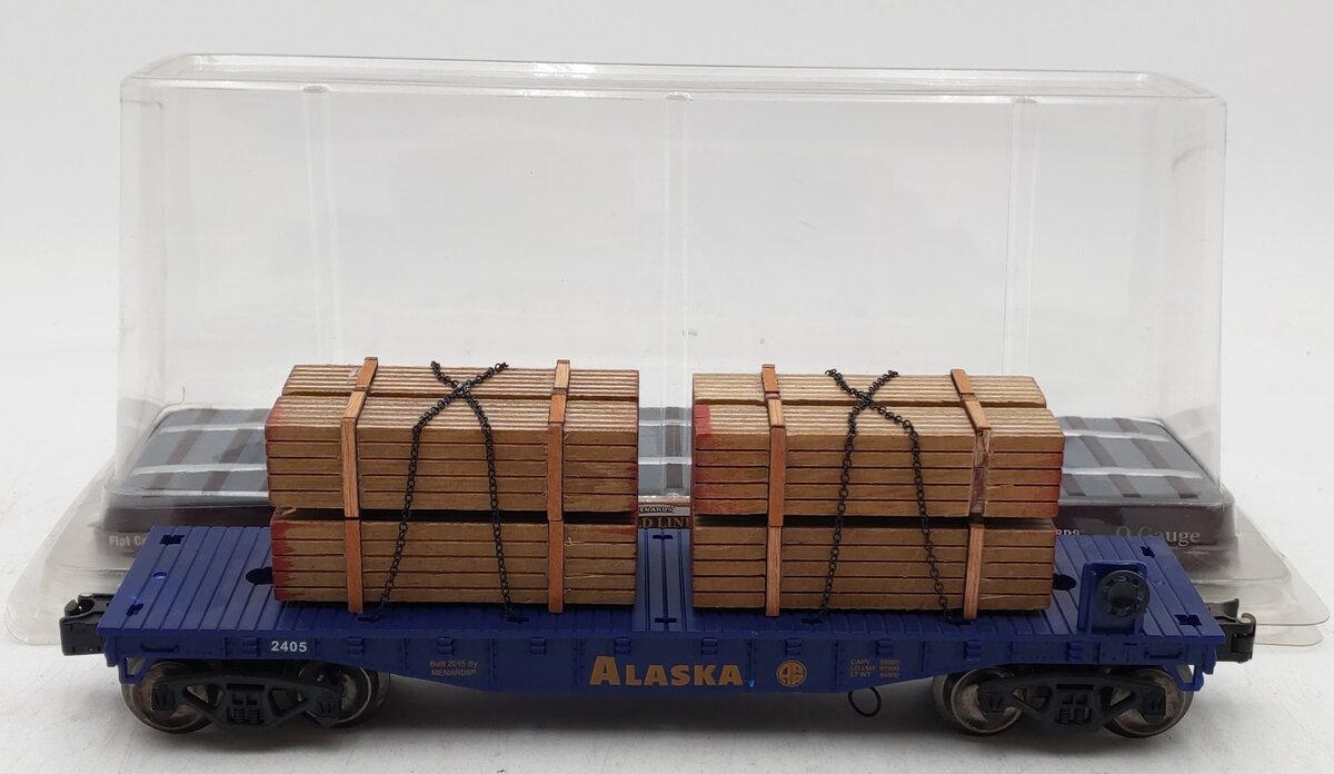 Menards 279-0840 O Gauge Alaska Flatcar W/ Lumber Load #2405 EX/Box