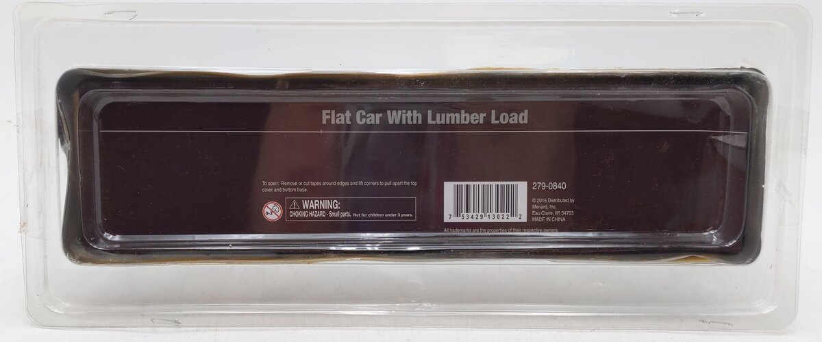 Menards 279-0840 O Gauge Alaska Flatcar W/ Lumber Load #2405 EX/Box
