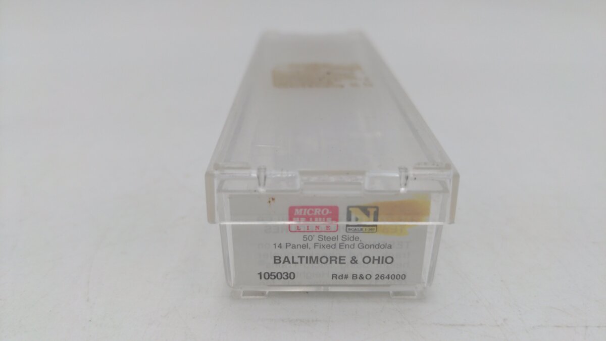 Micro-Trains 10500030 N B&O 50' 14 Panel Steel Fishbelly Side Gondola #264000 EX/Box