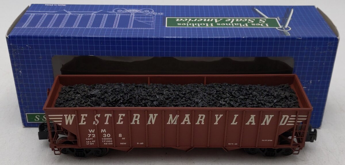 Des Plaines Hobbies 15143 "S" Scale Western Maryland 3-Bay Hopper w/ Coal Load EX/Box