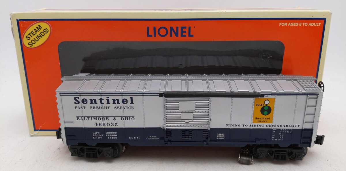 Lionel 6-26860 O Gauge B&O Box Car #466035 w/ Sound VG/Box