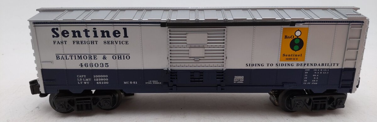 Lionel 6-26860 O Gauge B&O Box Car #466035 w/ Sound VG/Box