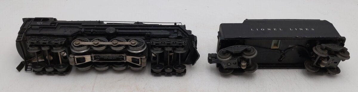 Lionel 671RR VIntage O Steam Loco 52 Version w/o Magnetraction w/ 671W Tender VG