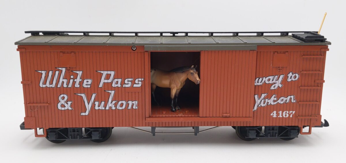 LGB 4167 G Scale White Pass & Yukon Wood Boxcar w/Horse EX