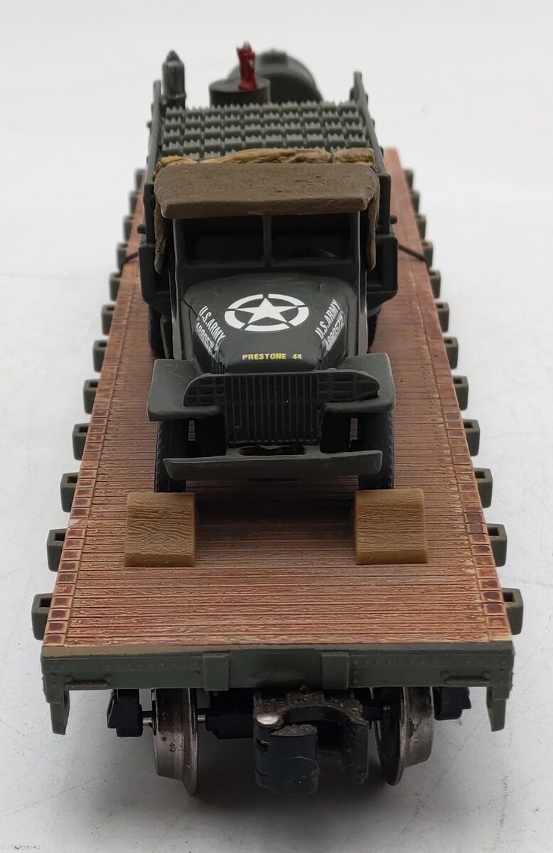 Menards 279-0864 O Gauge Military Long Flatcar w/Army Truck #5091 EX/Box