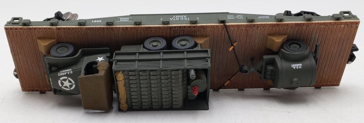 Menards 279-0864 O Gauge Military Long Flatcar w/Army Truck #5091 EX/Box