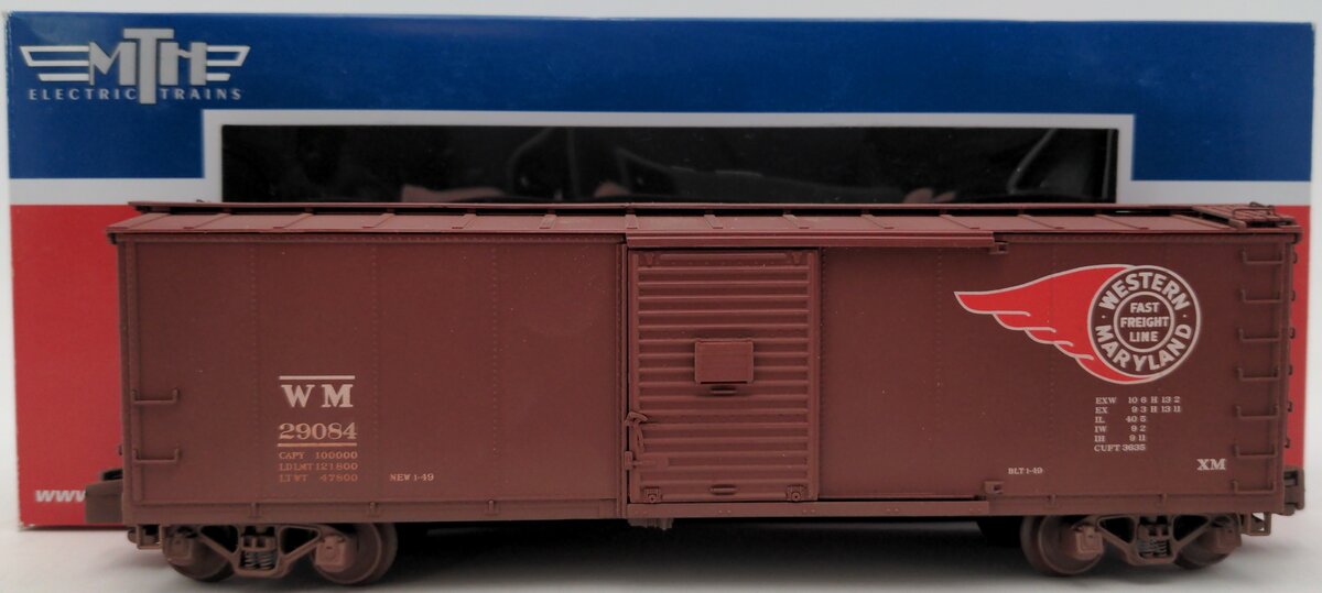 MTH 35-74010 S Gauge 40' Western Maryland Boxcar #29084 EX/Box
