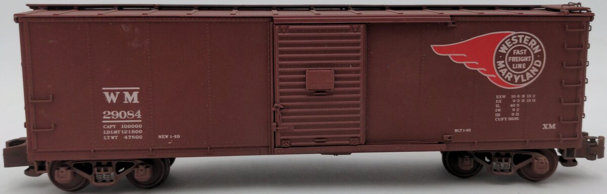 MTH 35-74010 S Gauge 40' Western Maryland Boxcar #29084 EX/Box