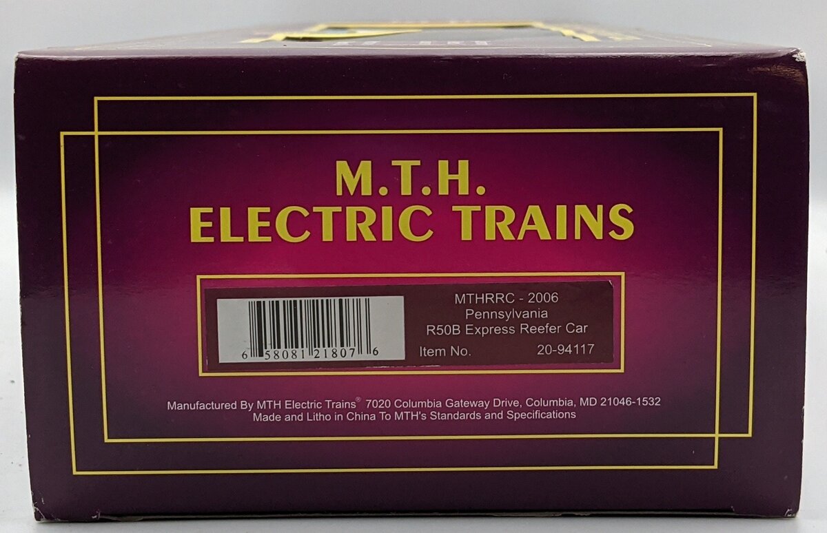 MTH 20-94117 O Scale MTHRRC-2006 Pennsylvania R50B Express Reefer Car #2606 LN/Box