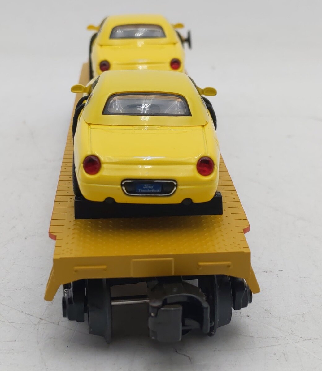 MTH 30-76055 O Gauge Chessie Flatcar w/Two 2000 Ford Thunderbirds #8813 EX