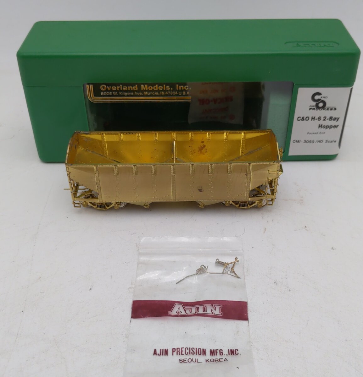 Overland 3050 HO BRASS C&O H-6 2-Bay Hopper Car - Unpainted EX/Box
