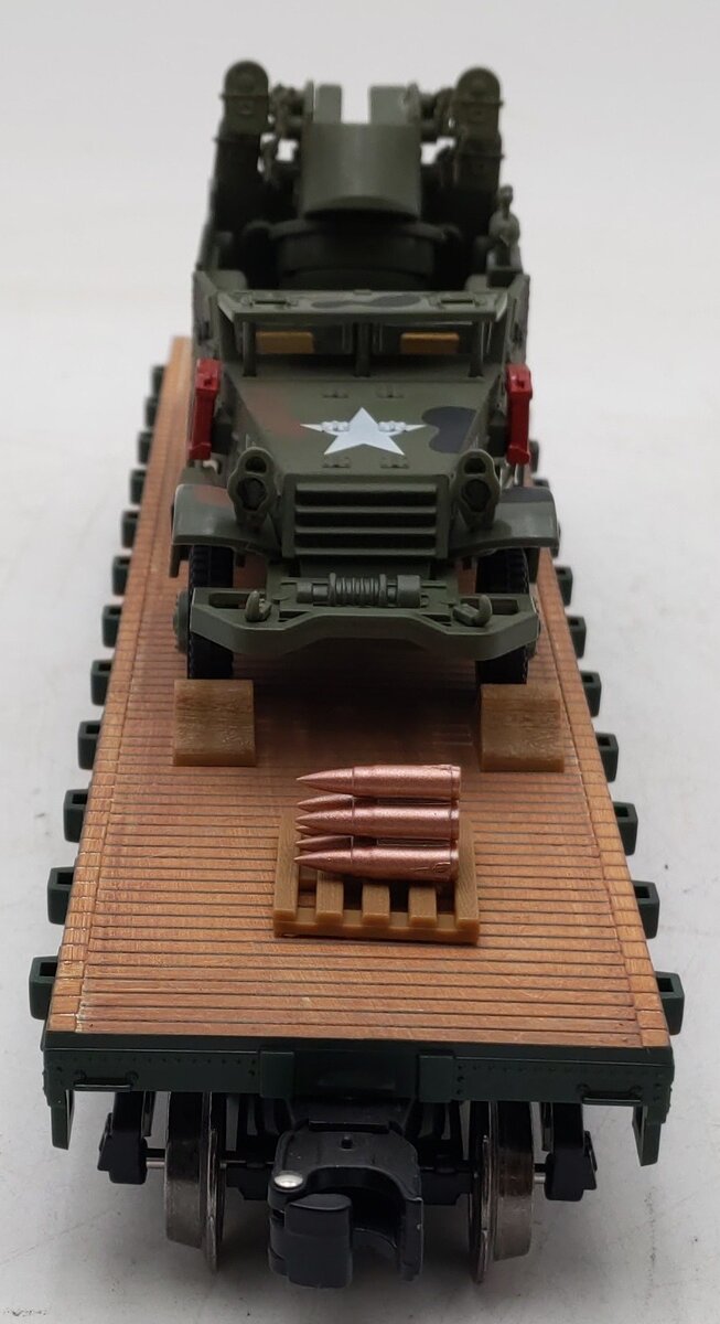 Menards 279-3384 O Gauge Army Flatcar w/ Half Track #14792 LN/Box