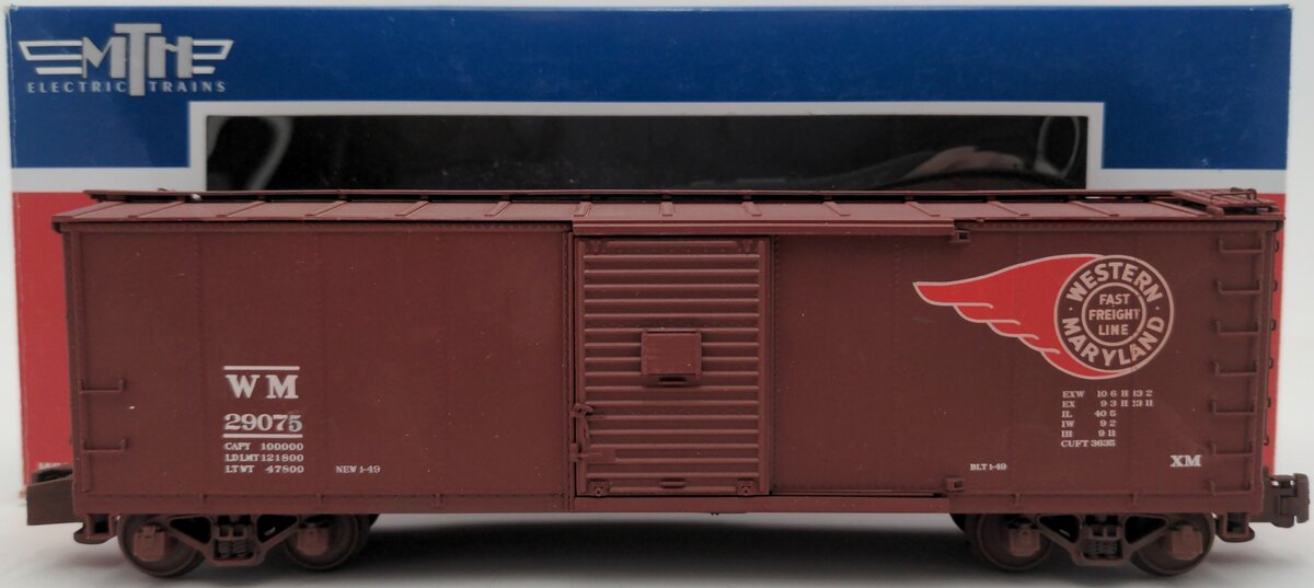 MTH 35-74010 S Gauge 40' Western Maryland Boxcar #29076 EX/Box
