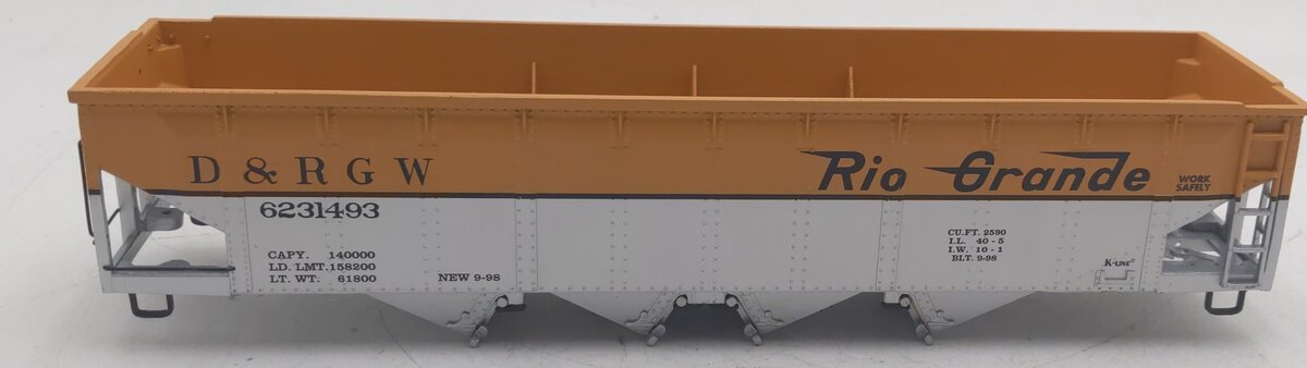 K-Line K623-1493 O Gauge Denver & Rio Grande Western Die-Cast Hopper VG