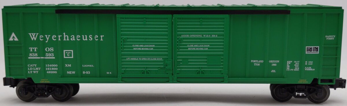 Lionel 6-52010 O Gauge T.T.O.S 1993 Weyerhaeuser Convention Boxcar #838593 EX