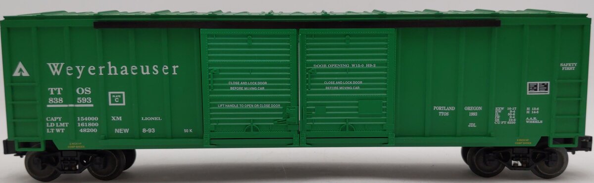 Lionel 6-52010 O Gauge T.T.O.S 1993 Weyerhaeuser Convention Boxcar #838593 EX