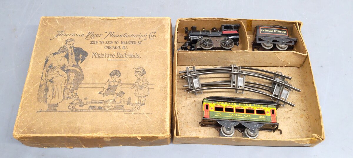 American Flyer Vintage O Gauge Postwar Wind-Up Steam Locomotive Set VG/Box