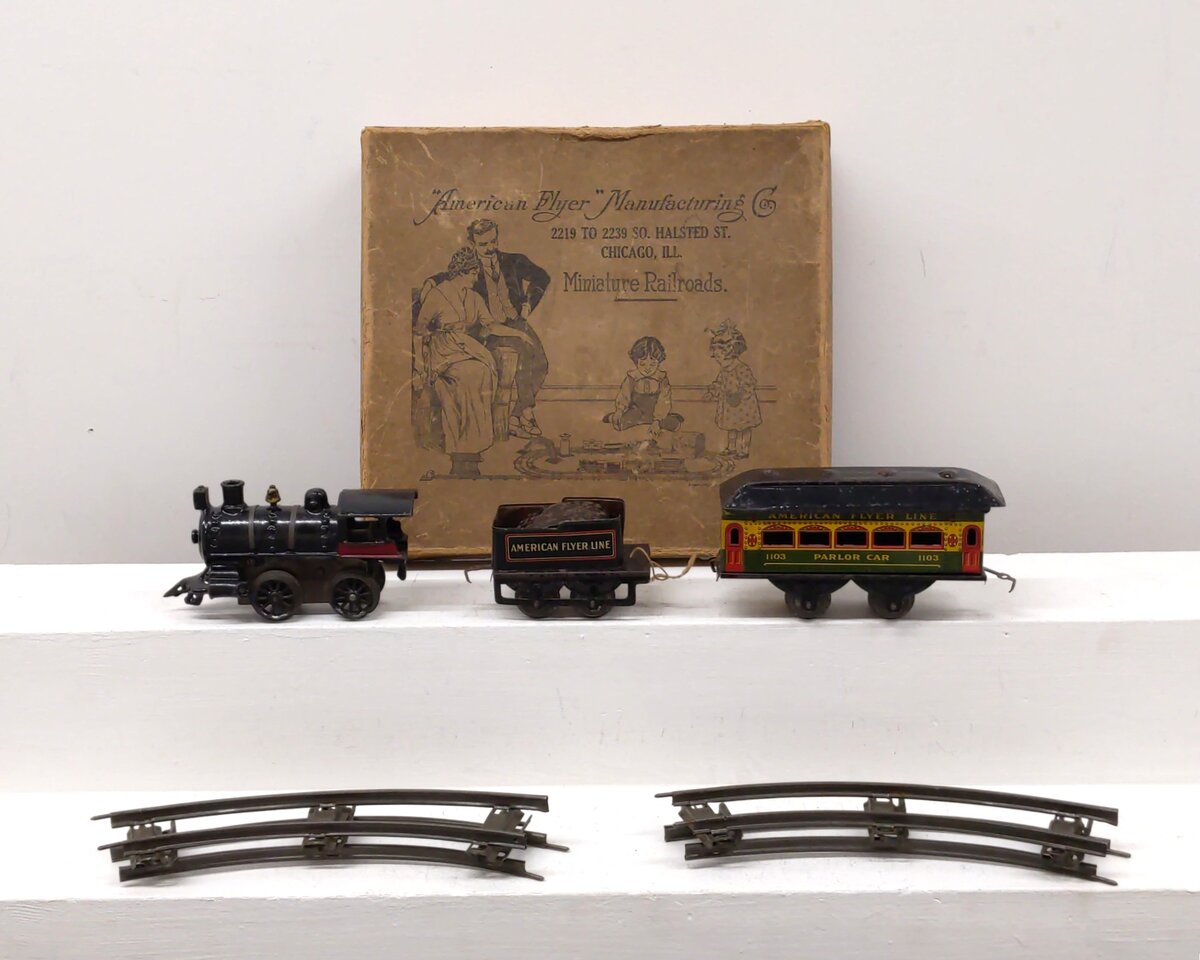 American Flyer Vintage O Gauge Postwar Wind-Up Steam Locomotive Set VG/Box