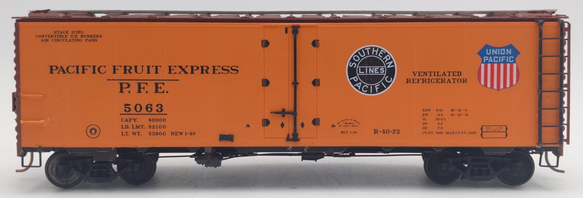 Pacific Rail 2330.2 S-Scale PFE R-40-23 Steel Ice Reefer Kit #5063 - Assembled VG/Box