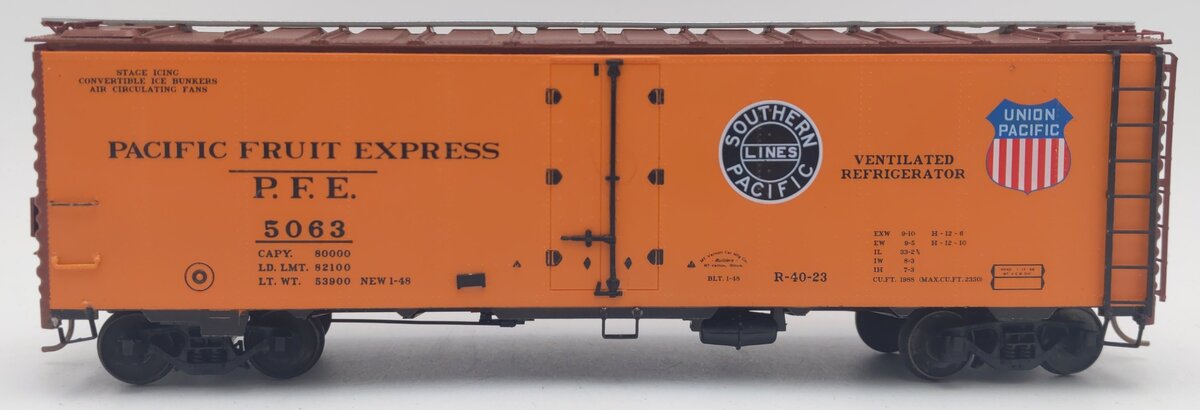 Pacific Rail 2330.2 S-Scale PFE R-40-23 Steel Ice Reefer Kit #5063 - Assembled VG/Box