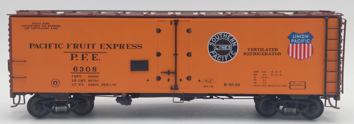 Pacific Rail 2332.5 S-Scale PFE R-40-23 Steel Ice Reefer Kit #6308 - Assembled EX/Box