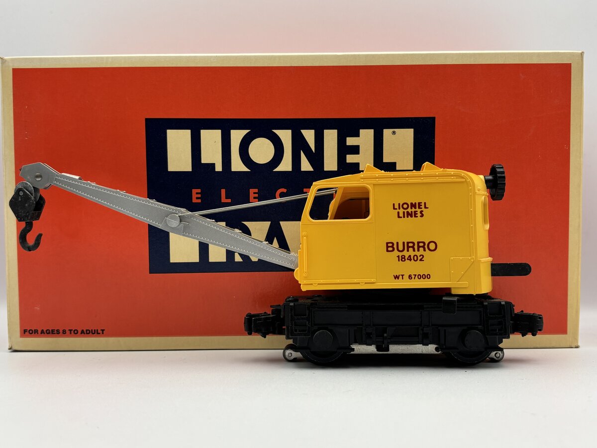 Lionel 6-18402 O Gauge Lionel Lines Operating Burro Crane #18402 EX/Box