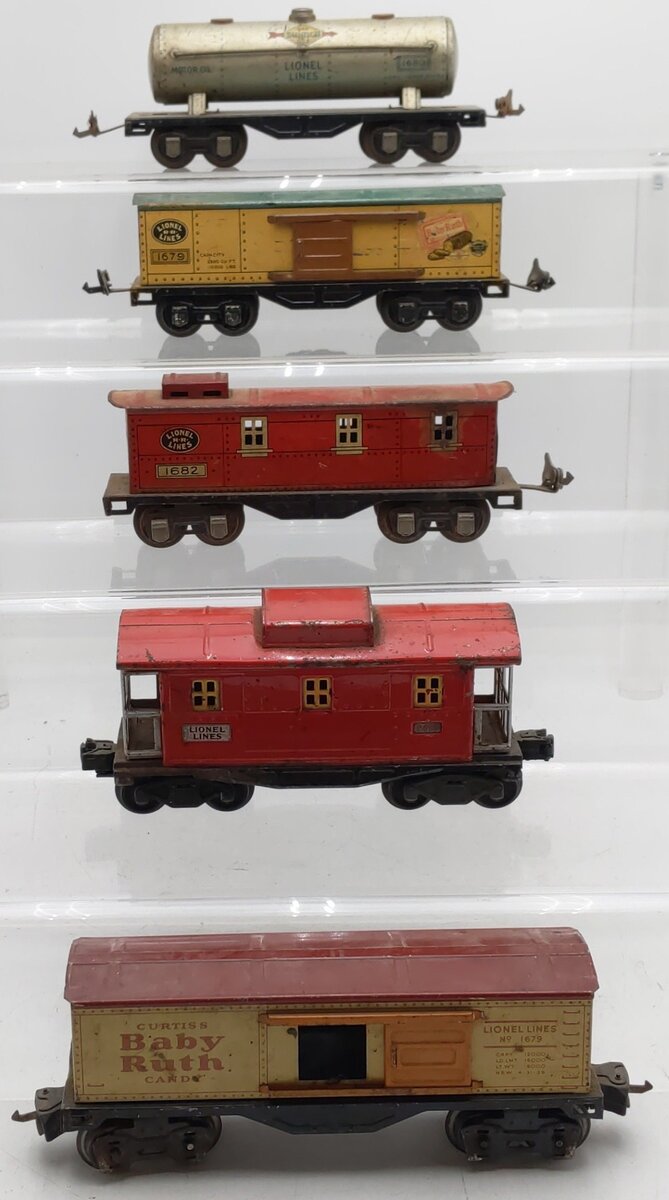 Lionel Vintage O Gauge Tin Plate Freight Cars #1680,2657,1679,1682,1679 [5] VG
