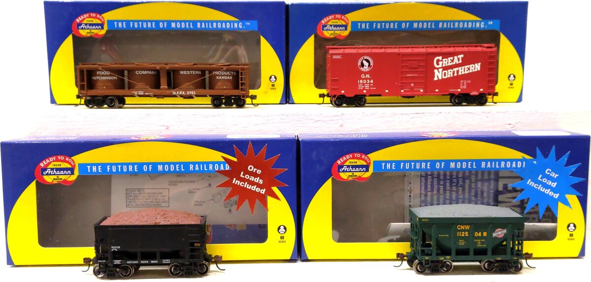Athearn Assorted HO Scale Freight Cars: 3701, 18034, 112504, 78572 [4] LN/Box