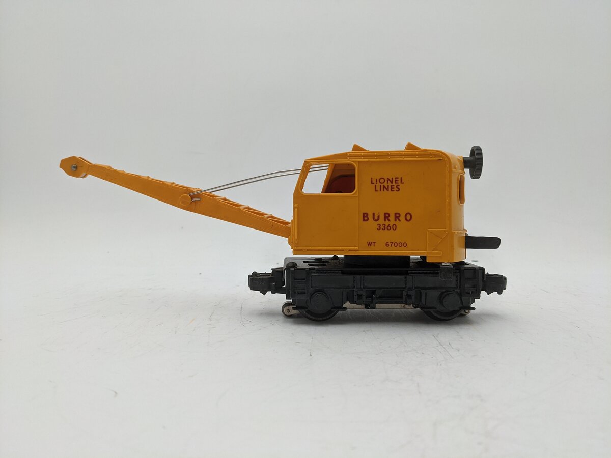 Lionel 3360 Vintage O Gauge Postwar Operating Burro Crane Car VG