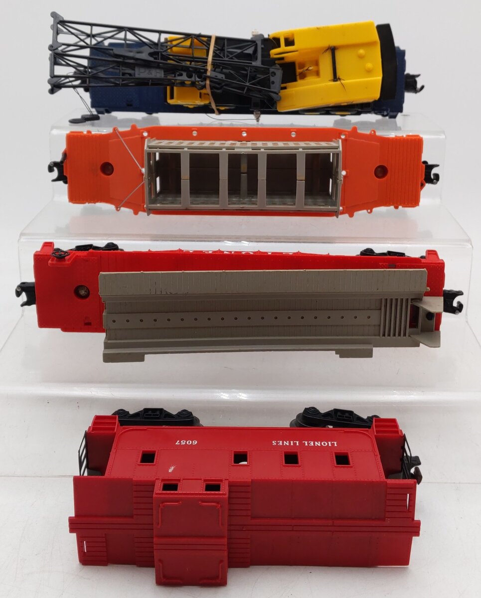Lionel O Gauge Assorted Freight Cars 6-9157, 6-6343, 6-6057, 6-9232 [4] VG