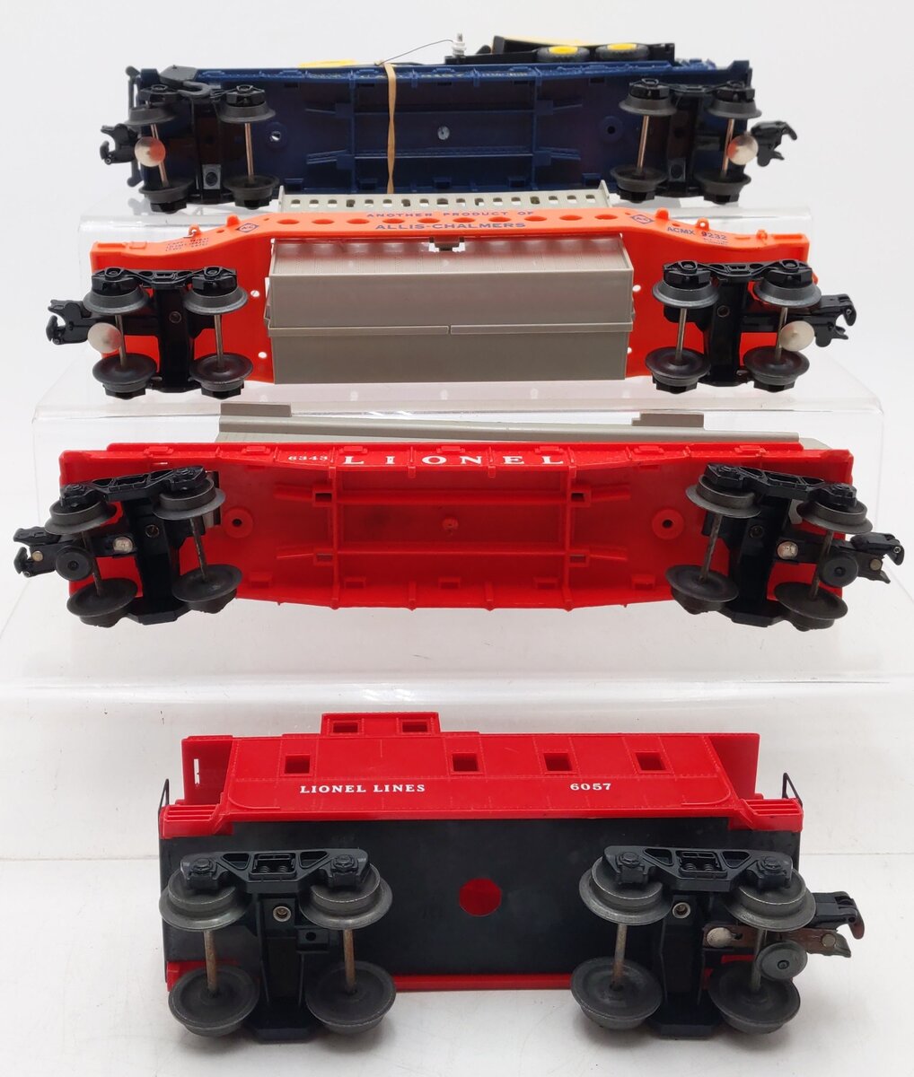 Lionel O Gauge Assorted Freight Cars 6-9157, 6-6343, 6-6057, 6-9232 [4] VG