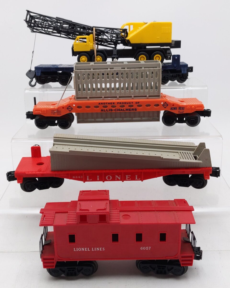 Lionel O Gauge Assorted Freight Cars 6-9157, 6-6343, 6-6057, 6-9232 [4] VG