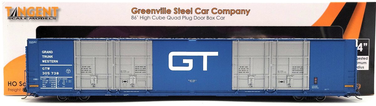 Tangent 25518-02 HO Grand Trunk Western High Cube Quad Plug Door Boxcar #305738 LN/Box